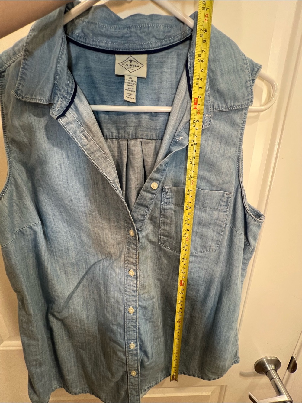 St John’s Bay Sleeveless Light Wash Chambray Button-Up Shirt XL - Picture 7 of 9